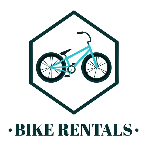 Alquiler Bicicletas Ilustración Vectorial Con Una Bicicleta Texto Sobre Fondo — Vector de stock