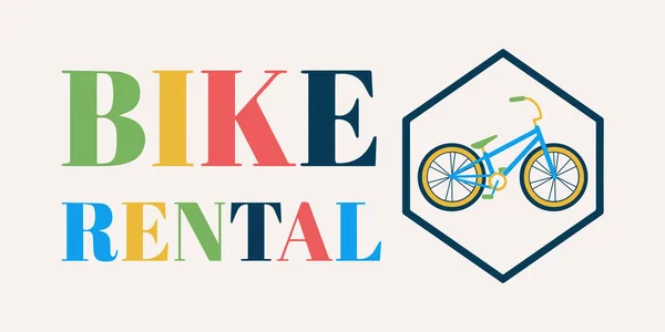 Banner Alquiler Bicicletas Logo Ilustración Vectorial Con Una Bicicleta Texto — Vector de stock