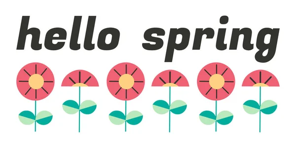 こんにちは春のバナー しっかりとした白い背景に創造的な花とベクトルイラスト ソーシャルメディア モバイルアプリ マーケティング資料に適しています — ストックベクタ