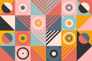 Geçmişi. Düz tasarımda soyut geometrik şekiller.