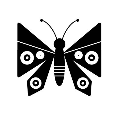 Sevimli kelebekli bahar ve yaz ikonu. Beyaz arka planda kelebek olan vektör çizimi. Sosyal medya, mobil uygulamalar, pazarlama materyalleri için uygundur.