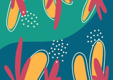 Yapraklar ve elementler ile vektör illüstrasyon bahar arka planı, noktalar