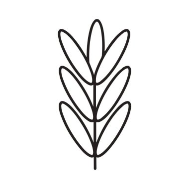 Simgeyi bırakır. Katı bir arkaplanda yaprakları olan bir dalın vektör simgesi.