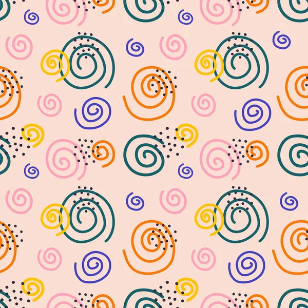 Vektör deseni. Özgeçmişi soyut el çizimleri, spiral ve noktalar