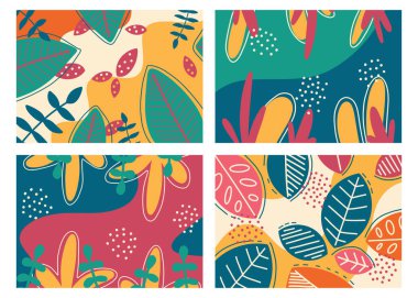 Yapraklı, dallı, noktalı vektör illüstrasyon bahar arkaplanı