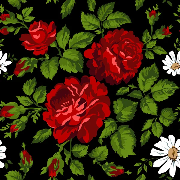 Bloemmotief met rode rozen. Vector florale achtergrond. Gemakkelijk te bewerken. Ideaal voor uitnodigingen of aankondigingen. — Stockvector