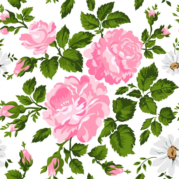 Patrón floral con rosas rosadas. Fondo floral vectorial. Fácil de editar. Perfecto para invitaciones o anuncios . — Archivo Imágenes Vectoriales