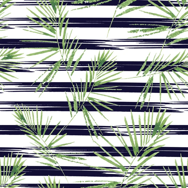 Modello di foglie di palma. Senza soluzione di continuità, dipinto a mano, modello ad acquerello. Sfondo vettoriale . — Vettoriale Stock