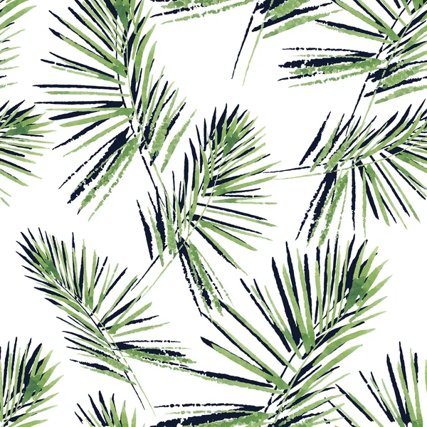 Palm bladeren patroon. Naadloze, hand geschilderde, aquarel patroon. Vector achtergrond. — Stockvector