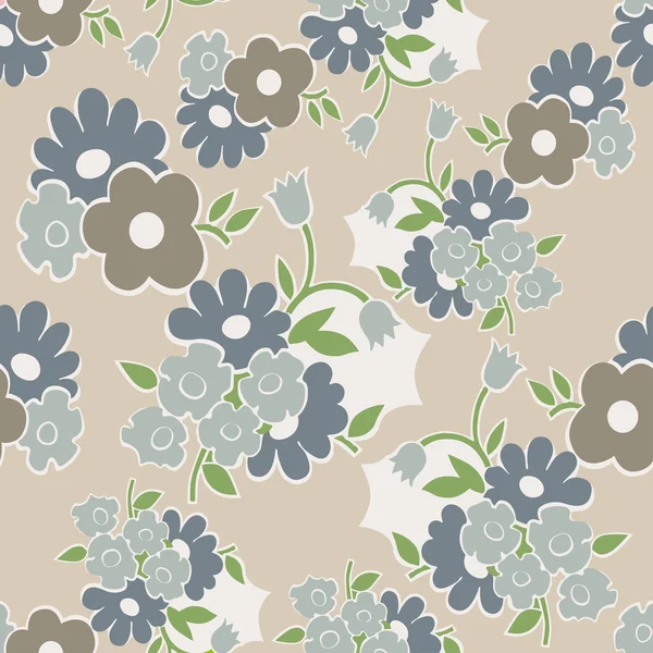 Floral seamless pattern with simple flowers. — Stock Vector