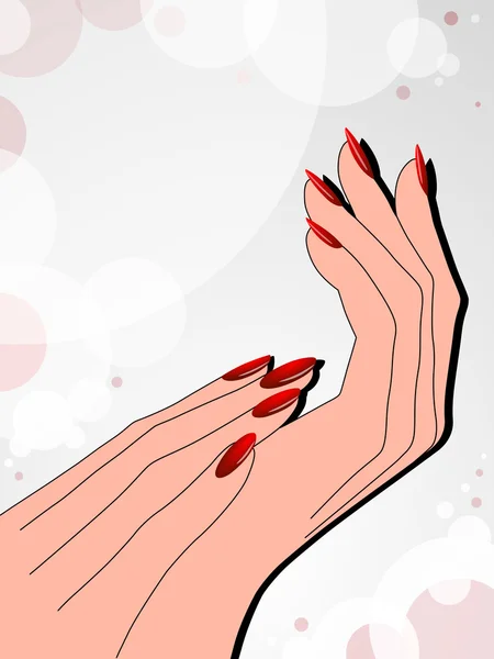 Female hands with red manicure — Stock Vector