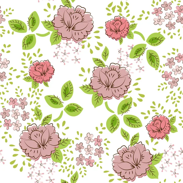 Rose floral seamless vintage pattern — Stock Vector