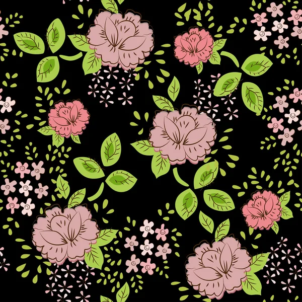 Rose patrón vintage inconsútil floral — Vector de stock