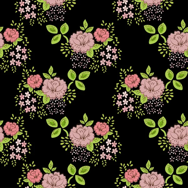 バラの花のシームレスなビンテージ パターン — ストックベクタ