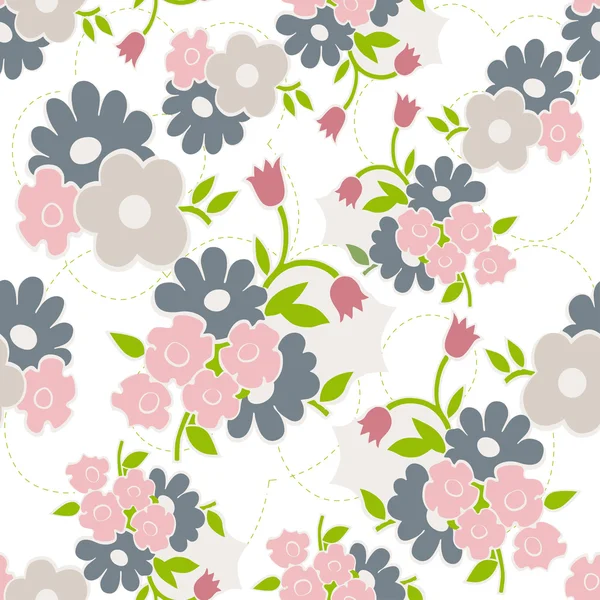 Motif floral sans couture avec des fleurs simples . — Image vectorielle