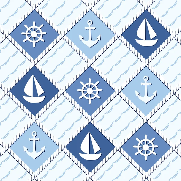 Marine themed seamless pattern with anchors — Stock Vector