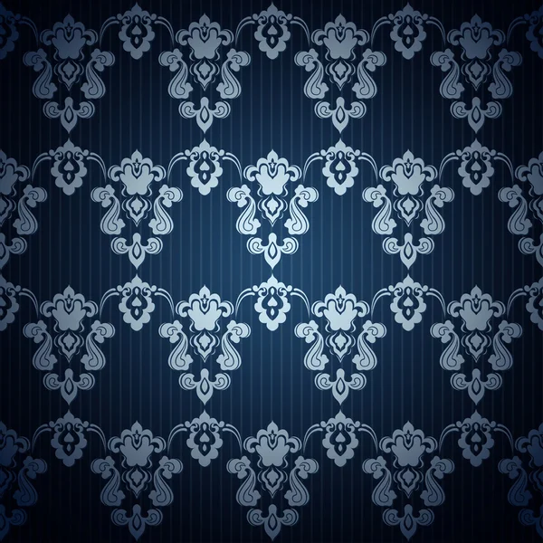 Seamless dark blue wallpaper in style retro. — Stock Vector