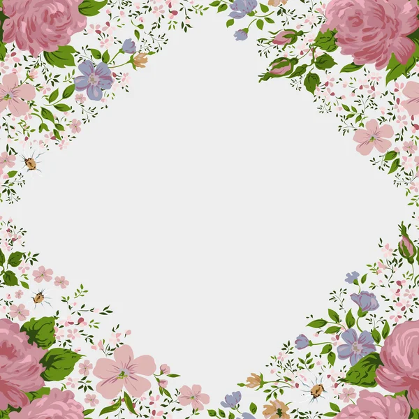 Hermoso marco de rosas rosadas en blanco. Vector — Archivo Imágenes Vectoriales