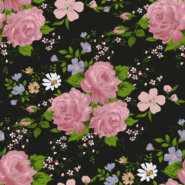 Motif floral avec des roses roses — Image vectorielle