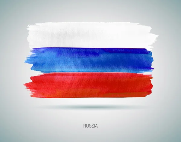 Bandeira russa pintada com aquarela —  Vetores de Stock