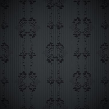 Siyah çiçek duvar kağıdı deseni.