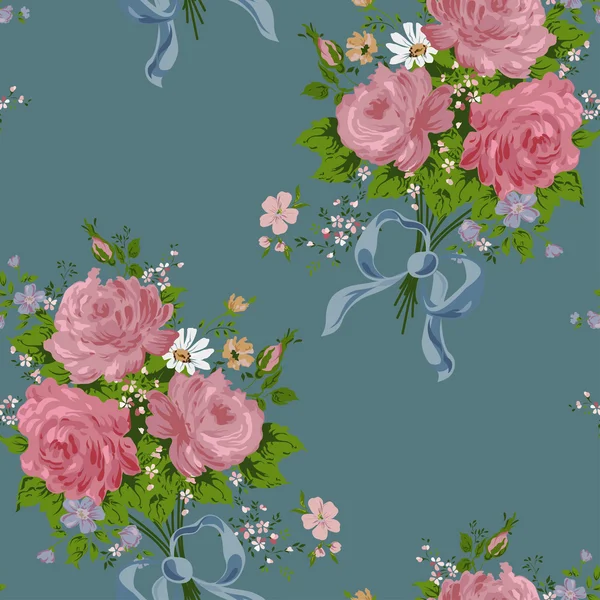 wallpaper vintage rose pattern on navy background — Stock Vector © salomenj 23226584