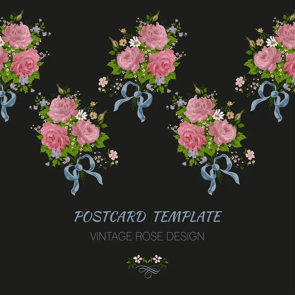 Carte florale vintage avec élément de design vectoriel Roses . — Image vectorielle