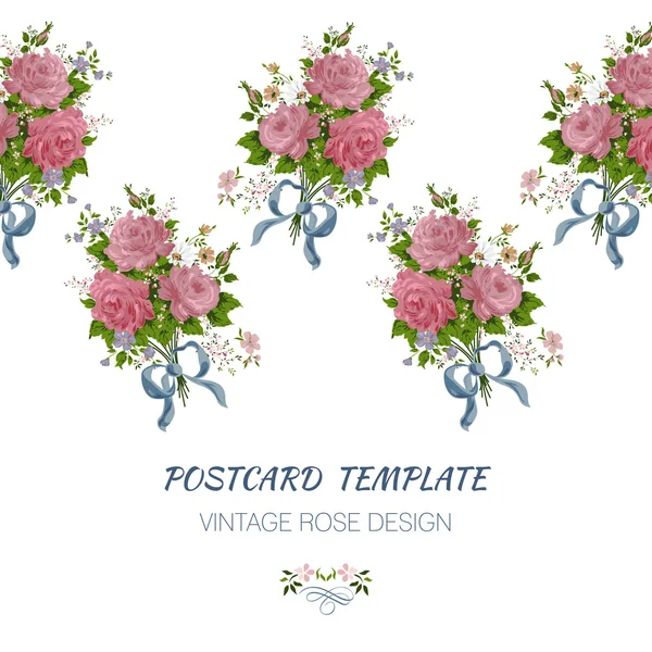 Vintage Floral Card with Roses  Vector Design Element. — Stock Vector