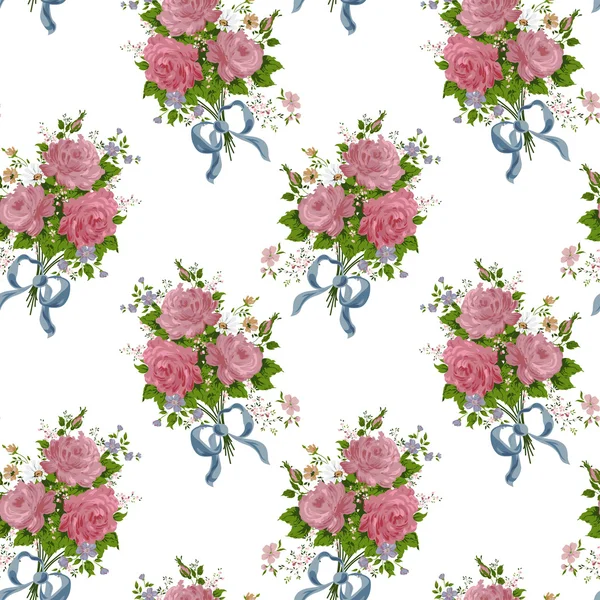 Naadloze schattig vintage kleine bloemenpatroon op witte achtergrond — Stockvector