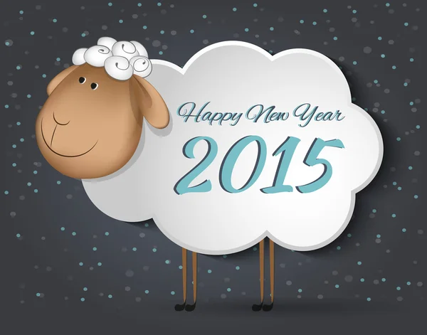 Greeting Card with sheep. Happy new year 2015. — Stock Vector