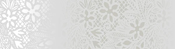 Dentelle blanche avec des fleurs sur le fond blanc — Image vectorielle