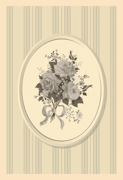 バラとレトロなスタイルの招待状カード — ストックベクタ