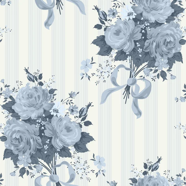 Blauwe Rose Vintage Wallpaper. Bloemmotief — Stockvector