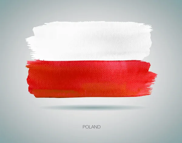 Acquerello Bandiera della Polonia vettoriale illustrazione — Vettoriale Stock