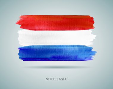 Vektör Hollanda bayrağı. Suluboya arka plan