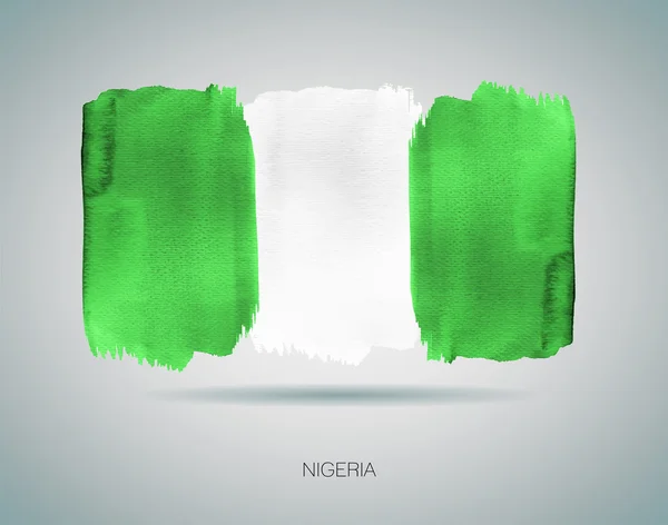 Drapeau aquarelle Nigeria. Vecteur — Image vectorielle