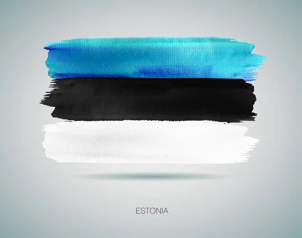 Watercolor Flag of Estonia. Vector illustration — Stock Vector