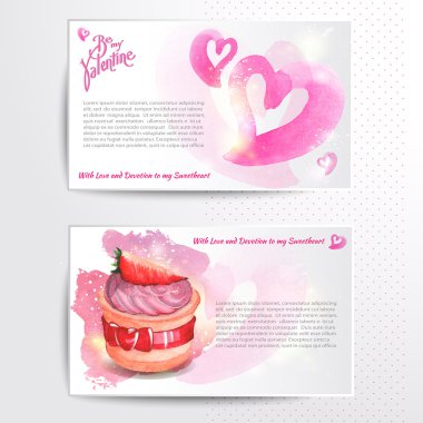 Mutlu Sevgililer günü ve kartları ayıklayacaktır. Suluboya arka plan