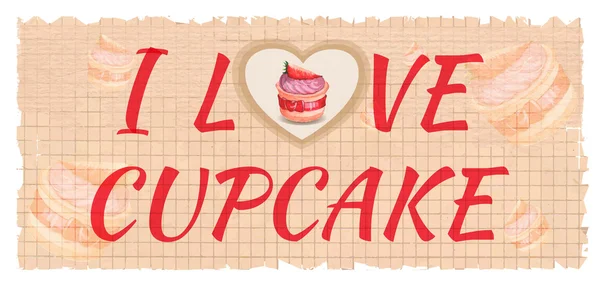 Vector kaart. Illustratie van schattige aquarel cupcake — Stockvector