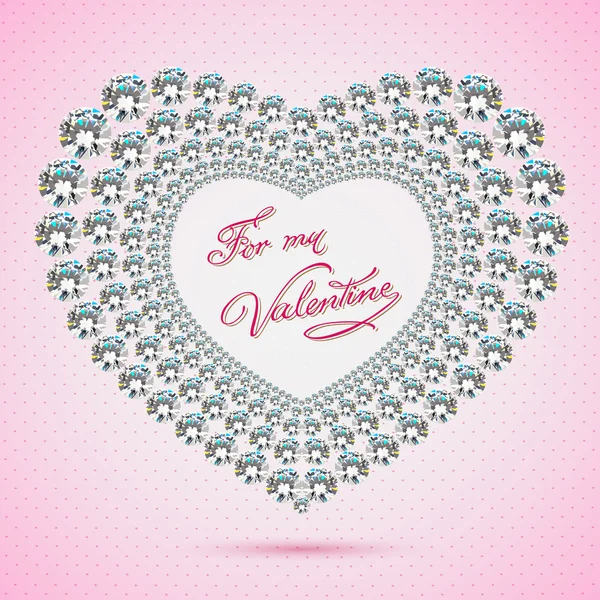 Buone cartoline di San Valentino con cuore diamante — Vettoriale Stock