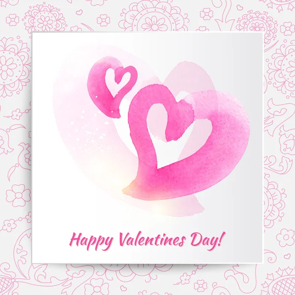 Happy Valentines day card with  pattern — Stock Vector