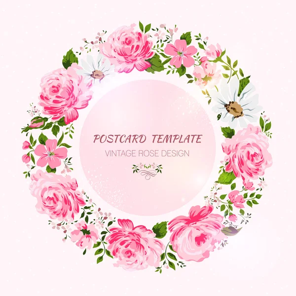 Border of flowers with place for a text. — Stock Vector