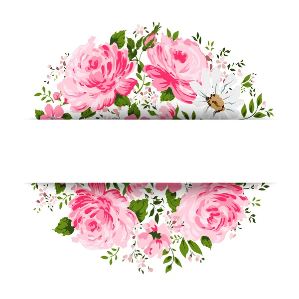 Carta d'epoca con fiori rosa, peonia, camomilla — Vettoriale Stock
