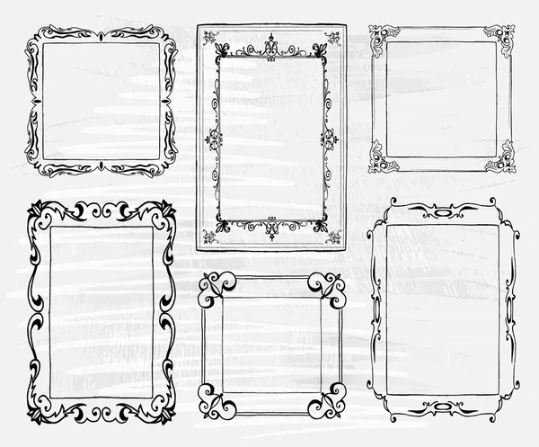 Conjunto de marco garabato dibujado a mano — Archivo Imágenes Vectoriales