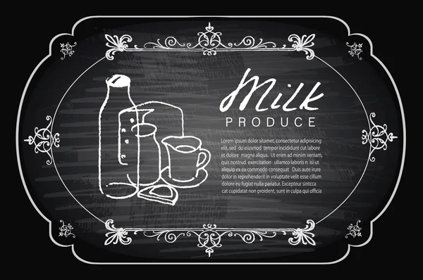 Gesso dipinto illustrazione con latte — Vettoriale Stock