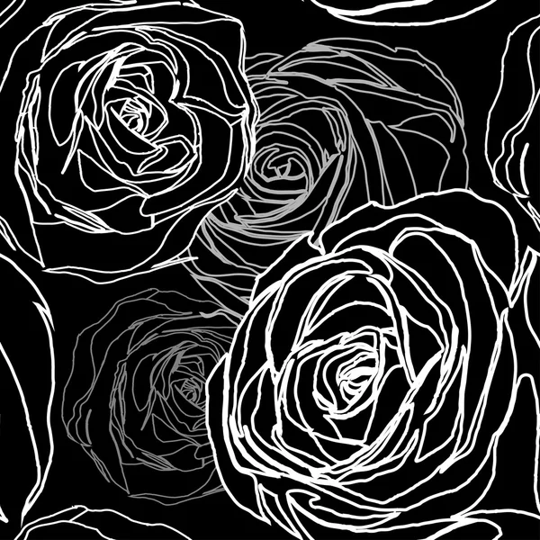 Seamless black rose pattern — Stock Vector