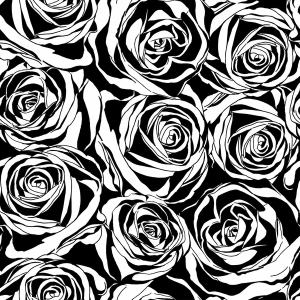 Vector seamless pattern with black roses flowers. — Stock Vector