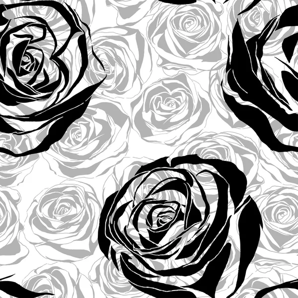 Motif sans couture vectoriel avec des roses en fleurs — Image vectorielle