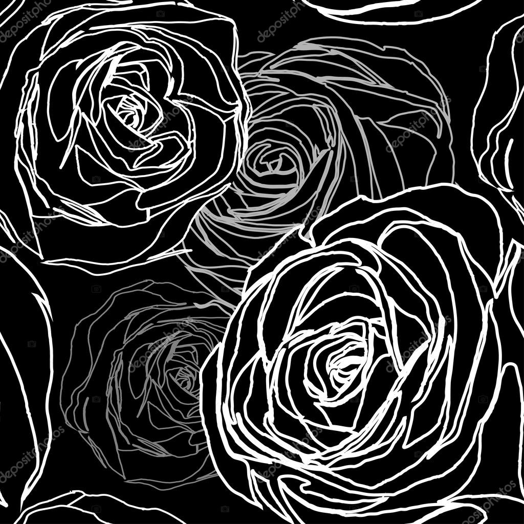 black rose pattern wallpaper