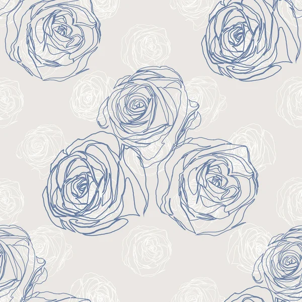 Bezešvé pozadí s modrými růžemi — Stockový vektor